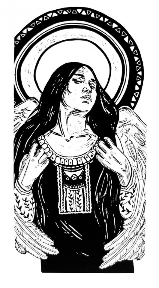 Anioł - Linoryt 70x33cm Ewelina Wajgert