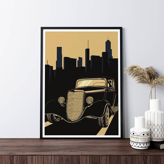 Plakat Retro Auto - Art Deco trochę na ścianę