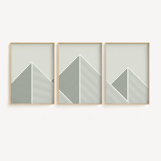 plakaty Zestaw plakatów w stylu skandynawskim, góry, abstrakcja geometryczna.