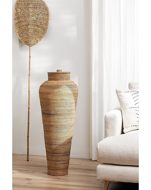 kosze do przechowywania Kosz Rattanowy z Pokrywą Wysoki 103 cm