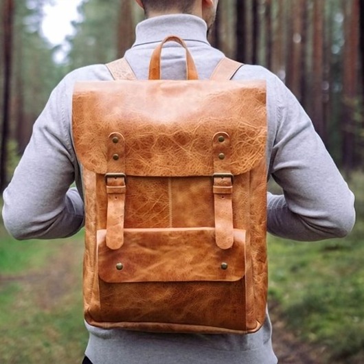 plecaki Skórzany Plecak Na Laptopa Vintage Brązowy Outlander BM91