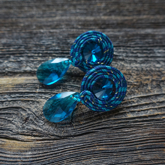 Granatowe kolczyki soutache Mró Soutache