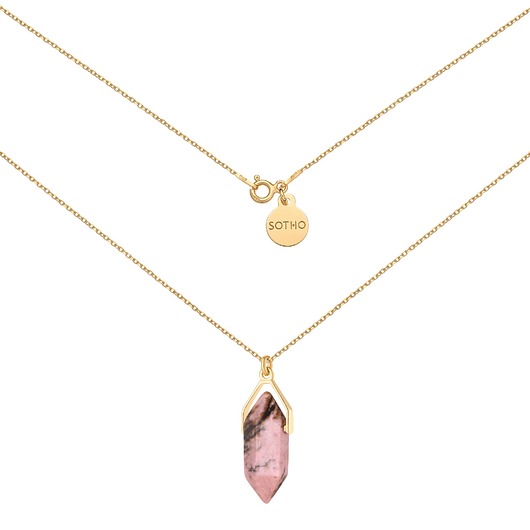 srebrne naszyjniki Złoty naszyjnik z małym rodonitem