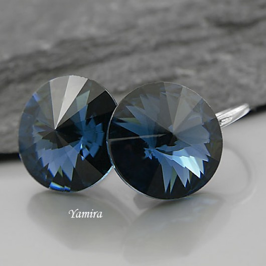 kryształ Swarovski Rivoli Montana 12mm kolczyki yamira