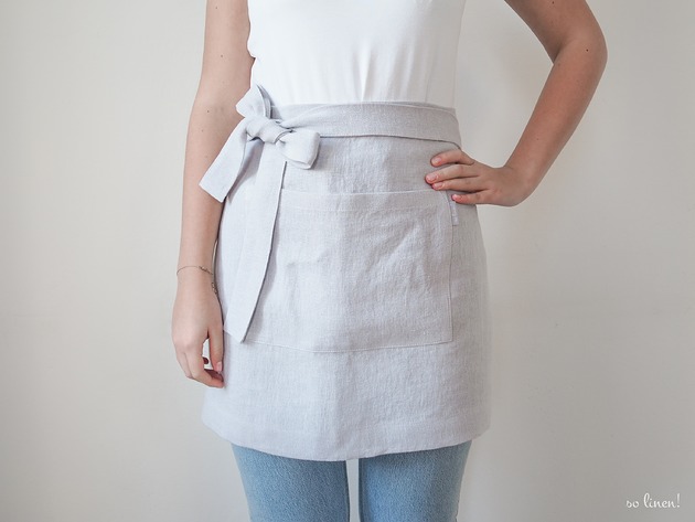 fartuchy kuchenne Lniany fartuszek zapaska LIGHT GRAY