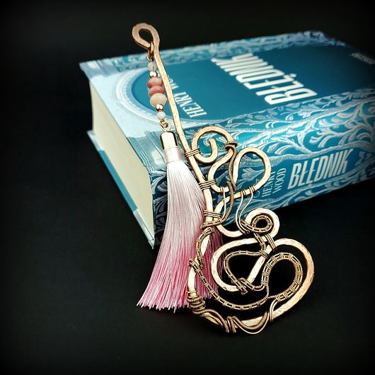 zakładki do książek Ozdobna zakładka do książki z opalem wire wrapping