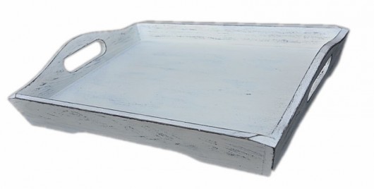 Drewniana postarzana taca w stylu shabby chic  Spatium