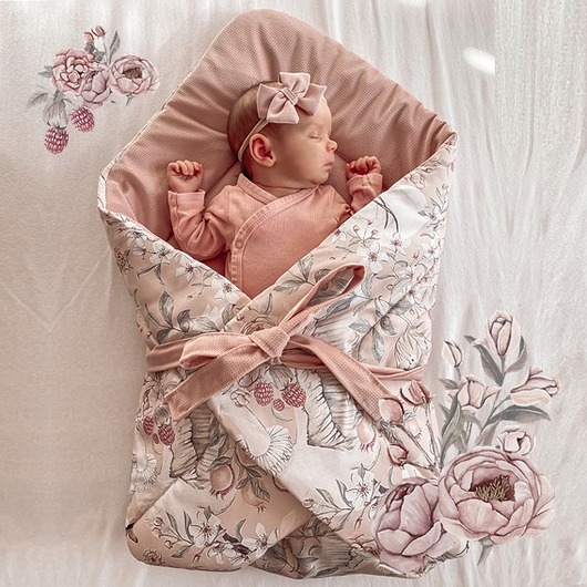 śpiwory i rożki niemowlęce Rożek niemowlęcy Swan Queen, środek i kokardka velvet brudny róż PZ