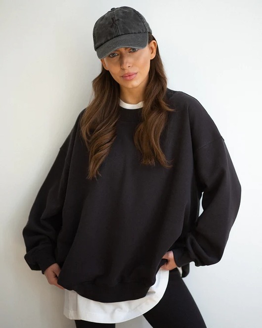 bluza bez kaptura damska ANTRACYTOWA BLUZA BAWEŁNIANA CHEER long