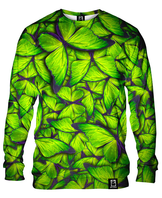 bluzy męskie Bluza Bez Kaptura Męska DR.CROW Motyle Green