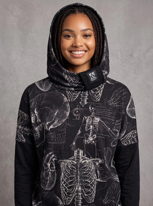 bluza z kapturem damska Auri Lili bluza Guna M oversize z anatomicznym wzorem