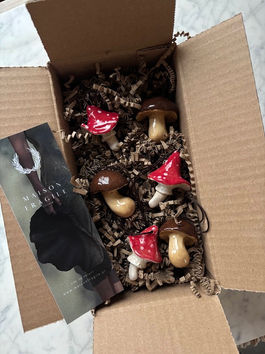 ozdoby choinkowe Zestaw 6 Ozdób Choinkowych Grzyby Ozdoby Choinkowe Muchomory