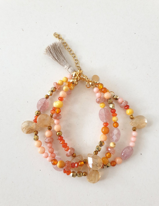 bransoletki z kamieni naturalnych Bransoletka TALIZMAN kamień słoneczny, karneol, bursztyn, koral