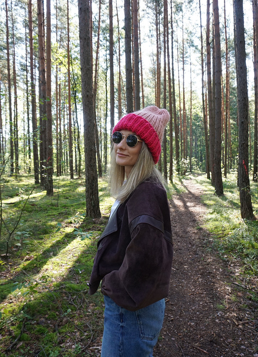 czapki damskie Czapka z wełny szlachetnej Oversize  Handmade Wełna naturalna