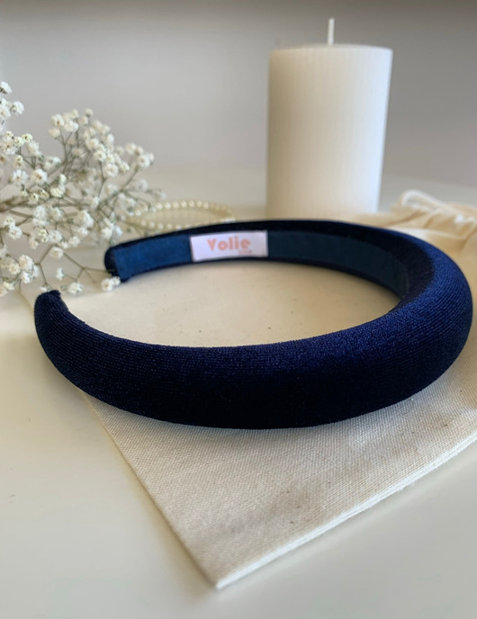 opaski do włosów Granatowa welurowa opaska na gąbce Navy