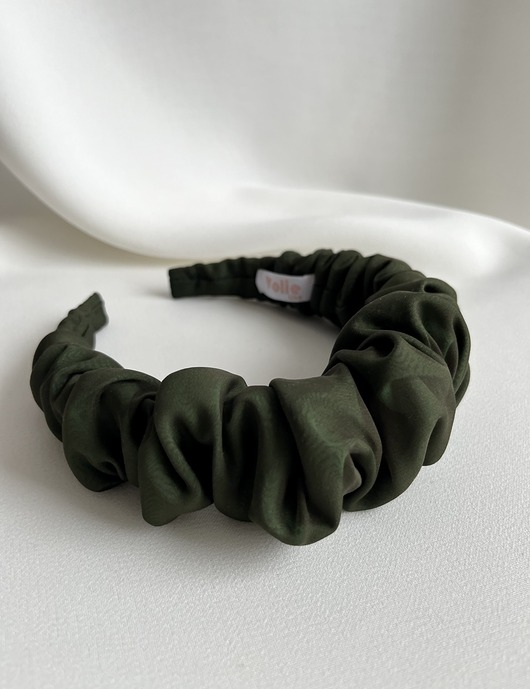 opaski do włosów Zielona jedwabna opaska Amalia