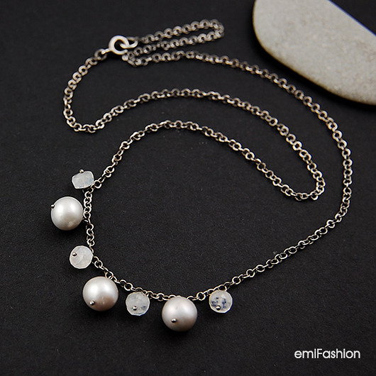 Light Grey - Perły i Kamień księżycowy MAREMI Jewelry