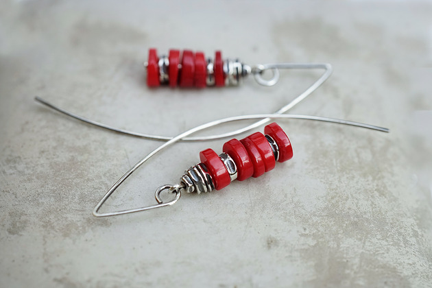 kolczyki srebrne Koral i srebro