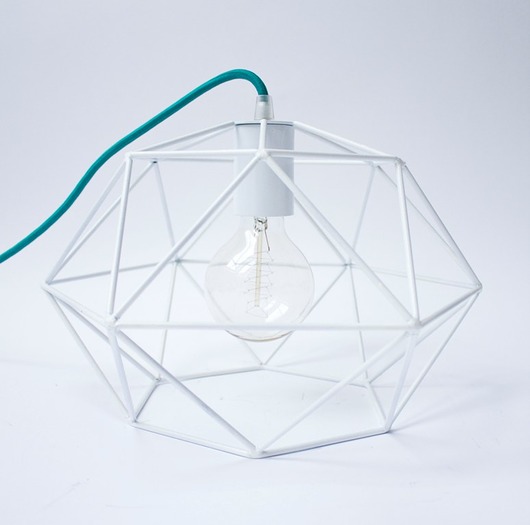 Geometryczna lampa wisząca biała hexal design