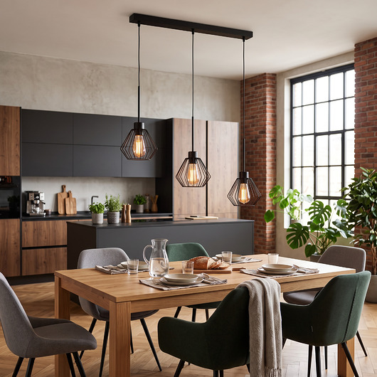lampy wiszące Czarna lampa wisząca do salonu w stylu loftowym ROMOS LOFT