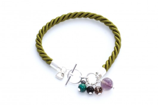 oliwkowy: fluoryt, kwarc, jadeit, chryzokola DOTS handmade