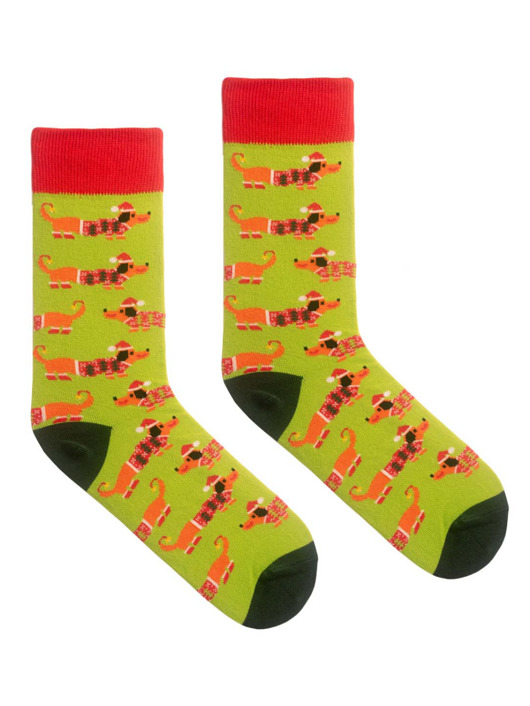 skarpetki męskie Skarpetki świąteczny jamnik kolorowe skarpetki we wzory Kabak