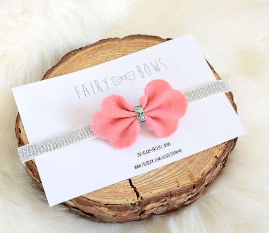 Opaska dla dziewczynki różowa kokardka FairyBows