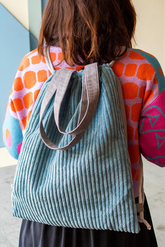 plecaki Niebieska torba plecak 2w1 z grubego sztruksu