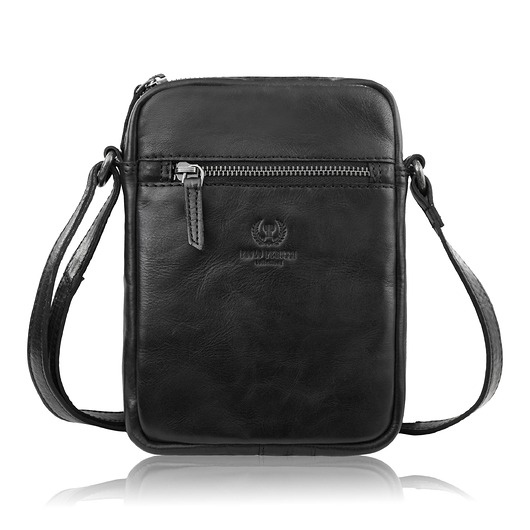 torby i nerki męskie Saszetka męska skórzana na ramię klasyczna czarna mała funkcjonalna