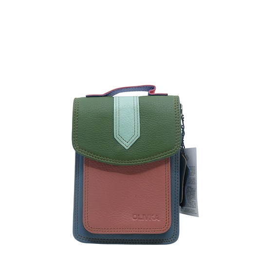 torby na ramię Torebka na telefon skórzana damska listonoszka z rączka i szlufką OLIVKA