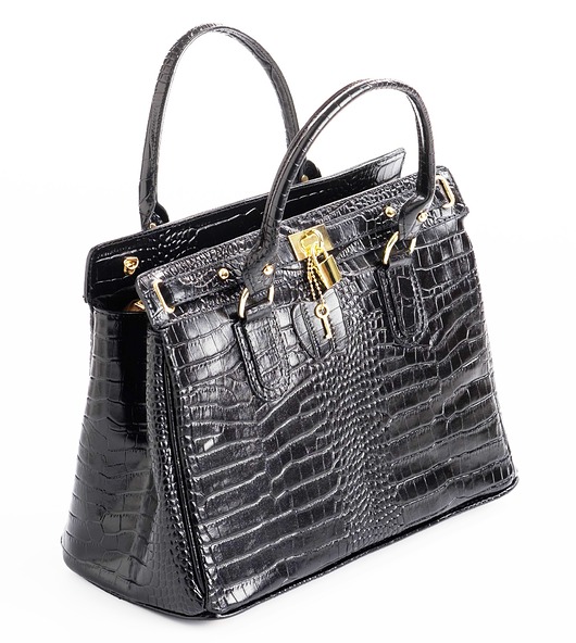 torebki do ręki Torba skórzana Shopper o fakturze krokodyla - mieści format A4 ( 6873 )