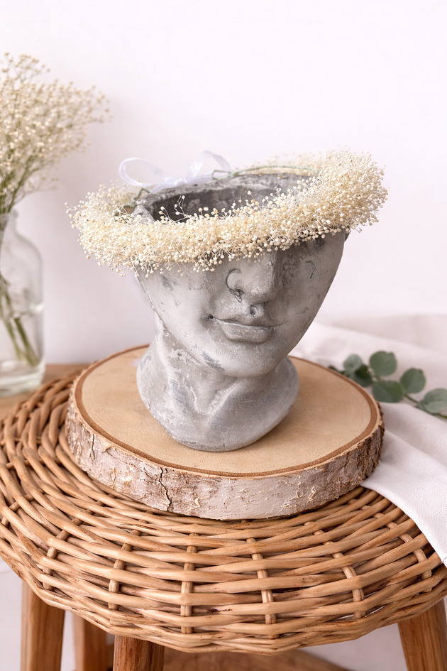 wianki komunijne Wianek z gipsówki stabilizowanej bielonej mini