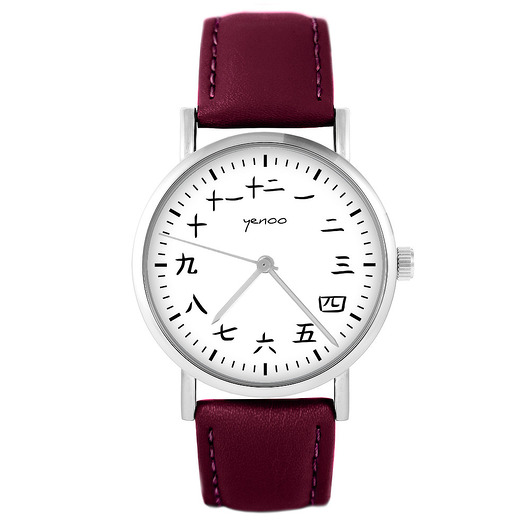 zegarki unisex Zegarek - Kanji - skórzany, burgund