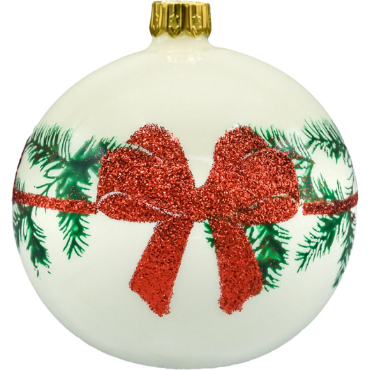 ozdoby choinkowe Bombki okrągłe kremowe z kokardą