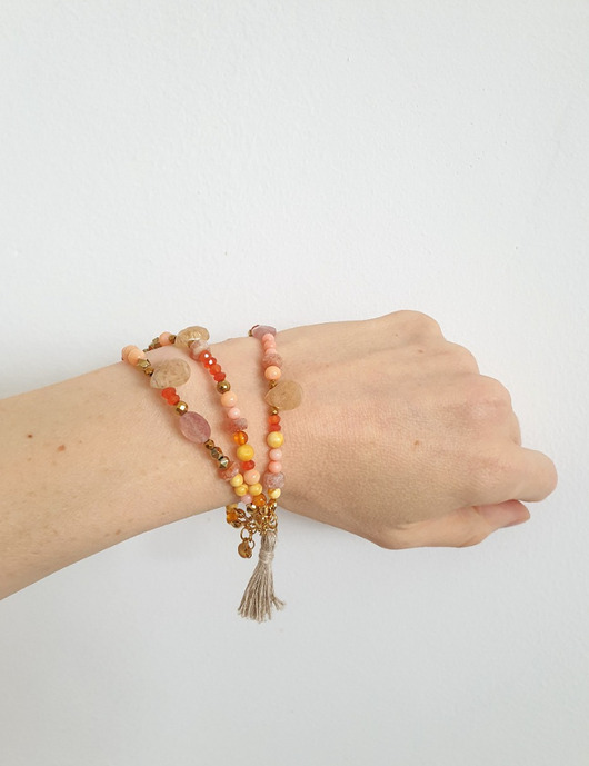 bransoletki z kamieni naturalnych Bransoletka TALIZMAN kamień słoneczny, karneol, bursztyn, koral