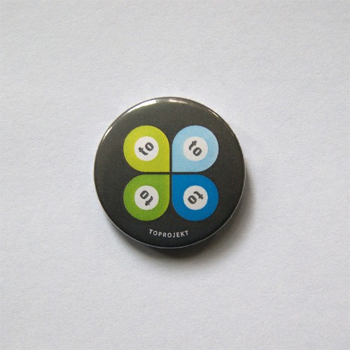 Znaczki button - koniczynka, rower, małpy toprojekt