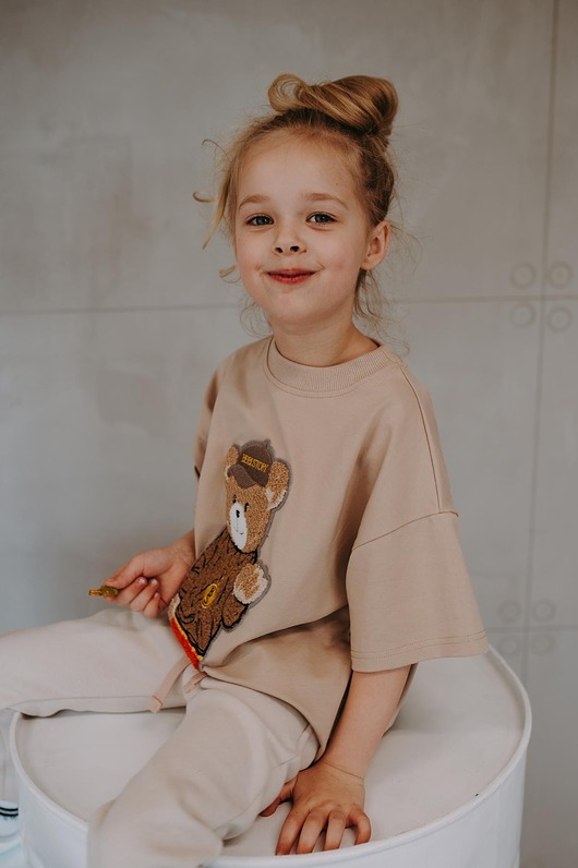 t-shirty dla chłopców T-shirt oversize Snoop Teddy beige