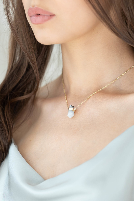 chokery Kamień księżycowy - Choker no.1 pozłacany