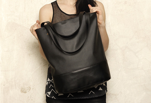 Shopper XL torba czarna perforowana na zamek hairoo