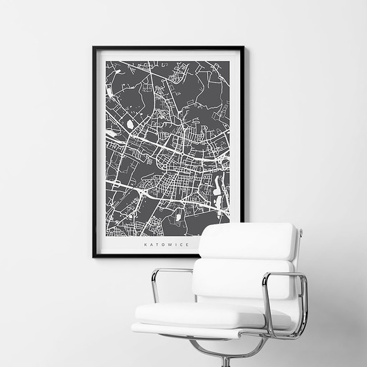 KATOWICE - B1 - MAPA MIASTA, KOLORY PLAKATY GEOMETRYCZNE