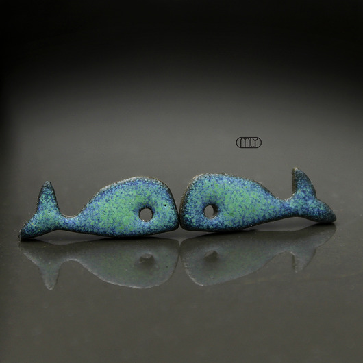 kolczyki ceramiczne Wieloryby/stal chirurgiczna/