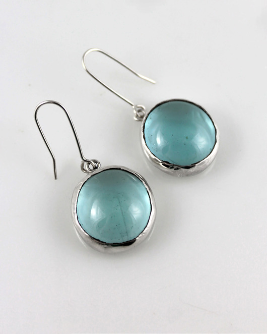 kolczyki wire wrapping Błękit w srebrze - kolczyki lub klipsy