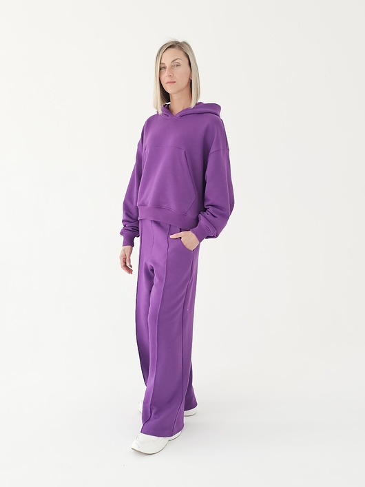 komplety damskie Komplet oversized kangurka i szerokie spodnie wide leg