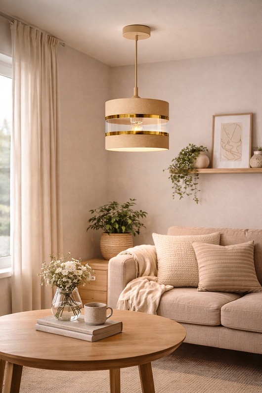 lampy wiszące Lampa Wisząca Casmira Kaszmirowo-Złota LED E27 20cm