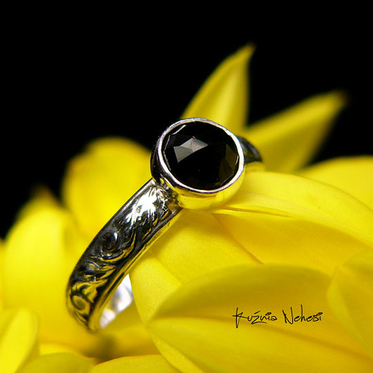 pierścionki - różne Pierścień Elf Black Elves Spinel Srebro