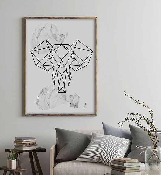 Geometryczne zwierzęta plakat obraz Słoń Bajkowe Obrazki
