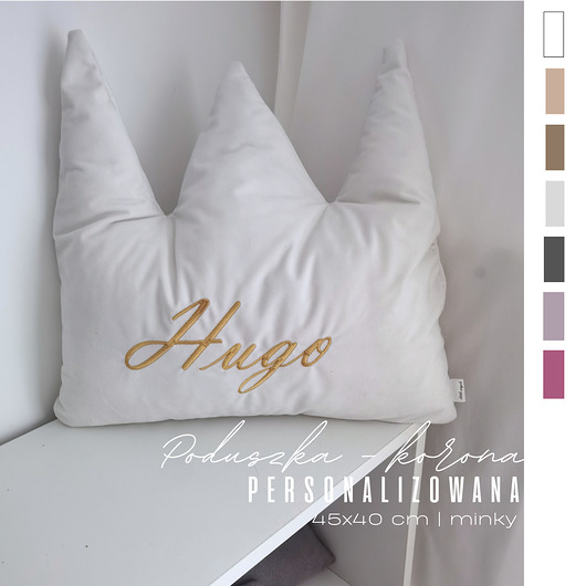 poduszki do pokoju dziecka Poduszka personalizowana - korona (kolory, tkaniny)