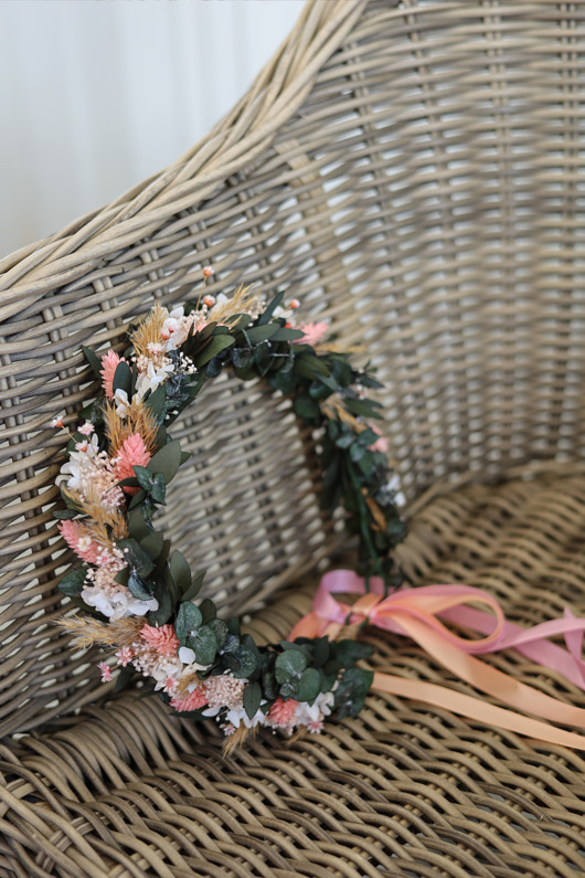 Ślubne ozdoby do włosów Wianek na głowę ślubny z suszonych kwiatów i stabilizowanych roślin
