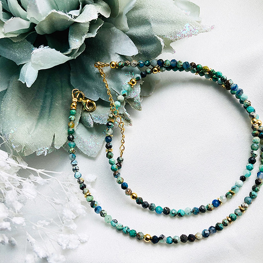 srebrne naszyjniki Naszyjnik  z Chryzokoli , choker chryzokoloa