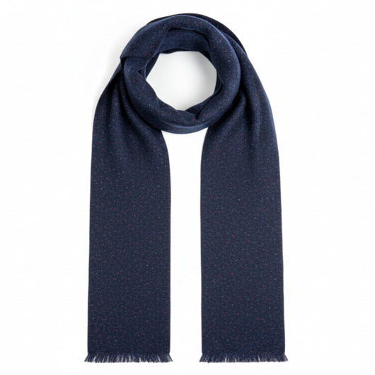 tuby i kominy Szalik Męski szal 100% Wełniany JEDWAB granatowy niebieski elegancki
